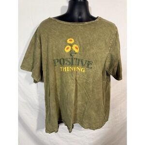 Flower Fest Double Side Acid Positive Green Crew Neck Cropped‎ Tshirt Sz 3XL